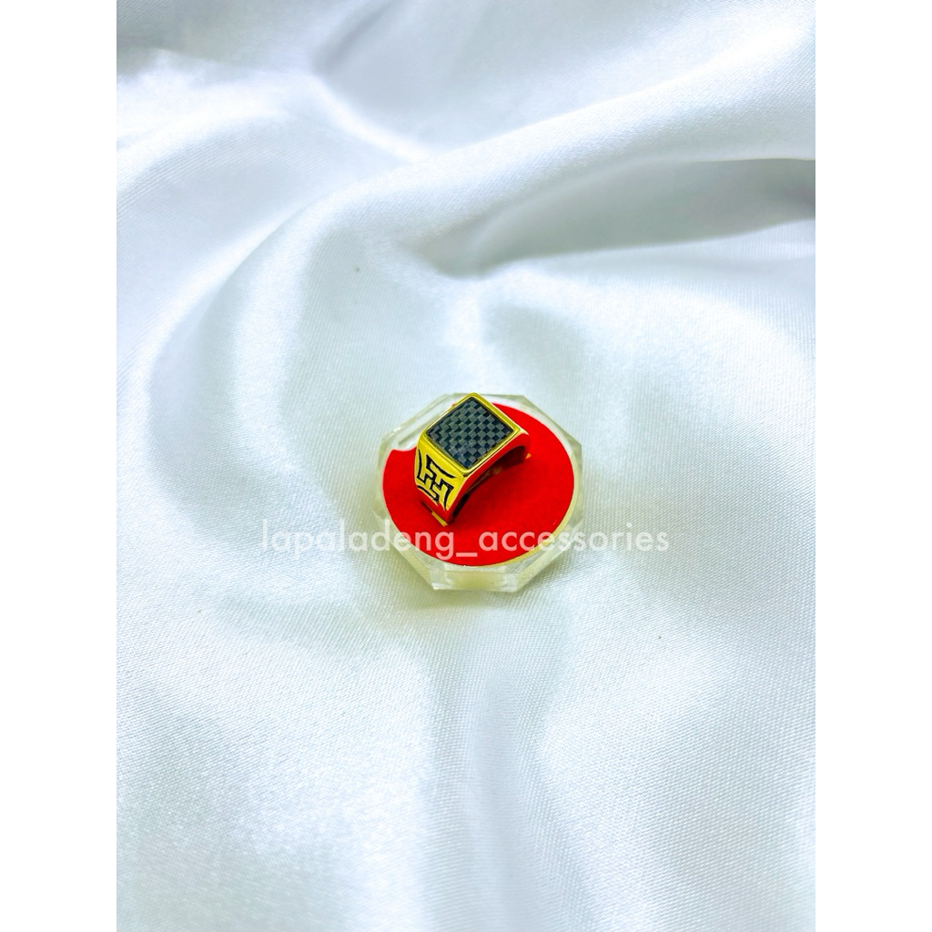 Cincin carbon keren pria cowok titanium anti karat 0842