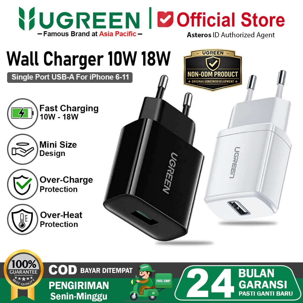 UGREEN Kepala Charger iPhone 5 6 7 8 X Xs Xr Fast Charging 10w 18w
