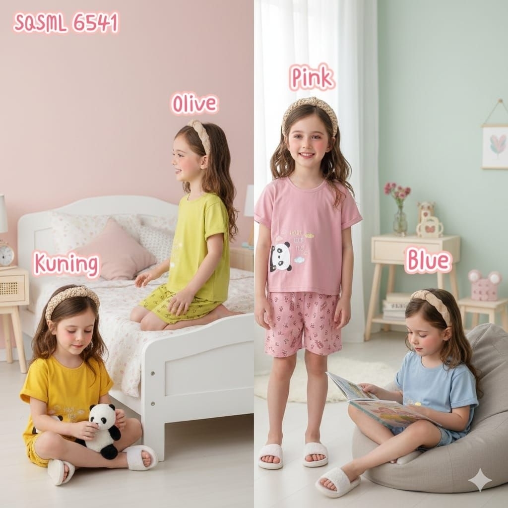BAJU TIDUR BABYDOLL ANAK 6541 AMRO STQ SML PENDEK