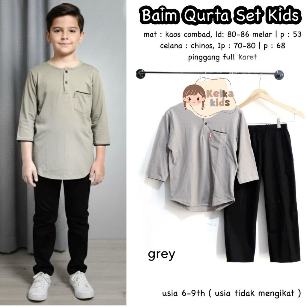Koko kurta kaus anak set celana terbaru Baim kurta by keika usia 6-9 tahun terbaru kurta Bahan kaos
