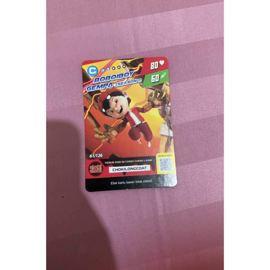kartu choki choki Boboiboy v2 gempa season 1 no.61/126 mulus