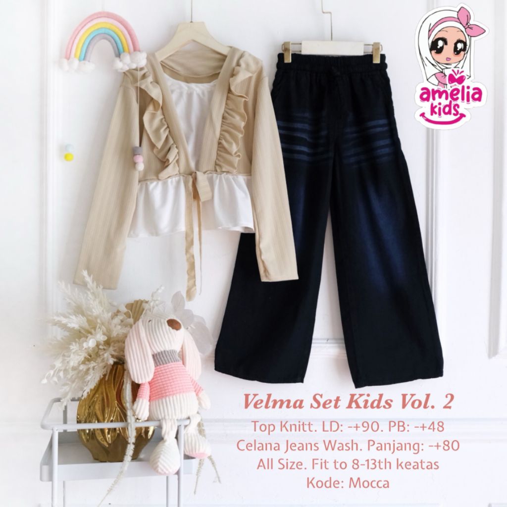 [ ata.id kids ] Velma Vol.2 setelan celana kulot jeans muslim anak perempuan by Amelia kids