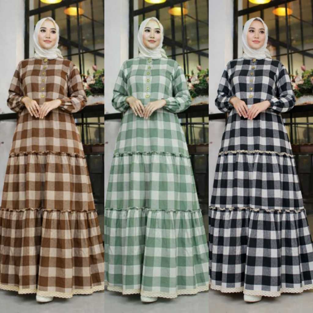 LANGSUNG KIRIM GAMIS FLANEL SUSUN  JUMBO AKSEN RENDA BUSUI MUSLIMAH WANITA ELEGAN