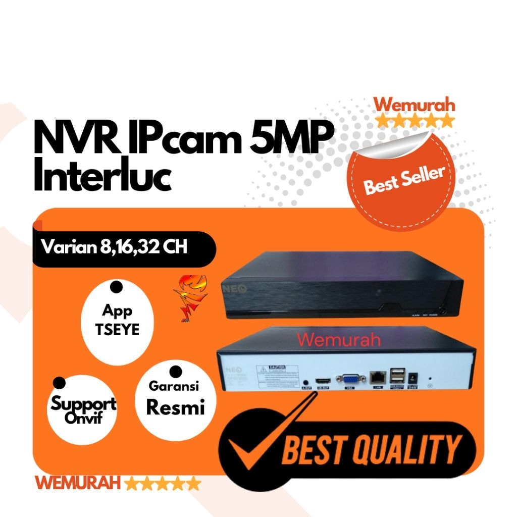 NVR 16 Channel Interluc 5MP - NVR 16CH IP Cam - NVR 16PORT