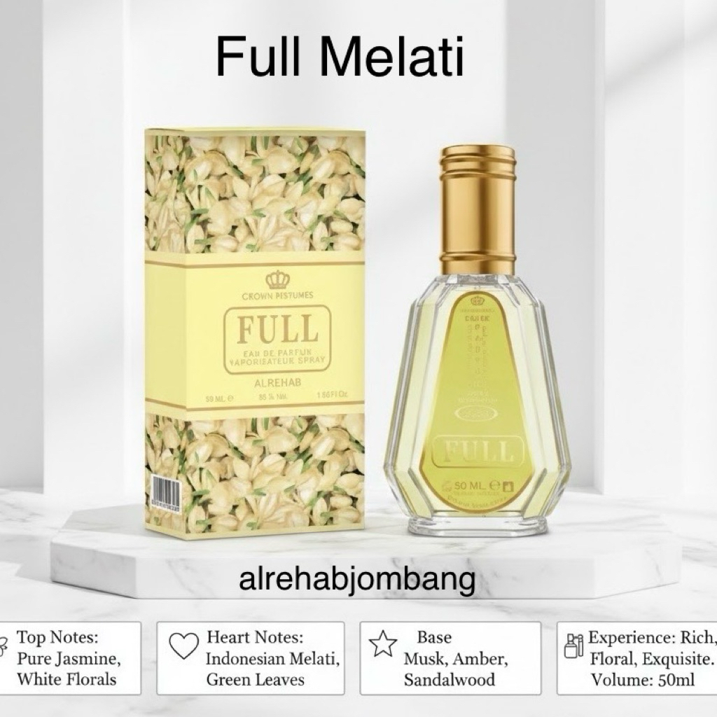 Parfum Melati Al Rehab Full 50ml Original Arab Saudi
