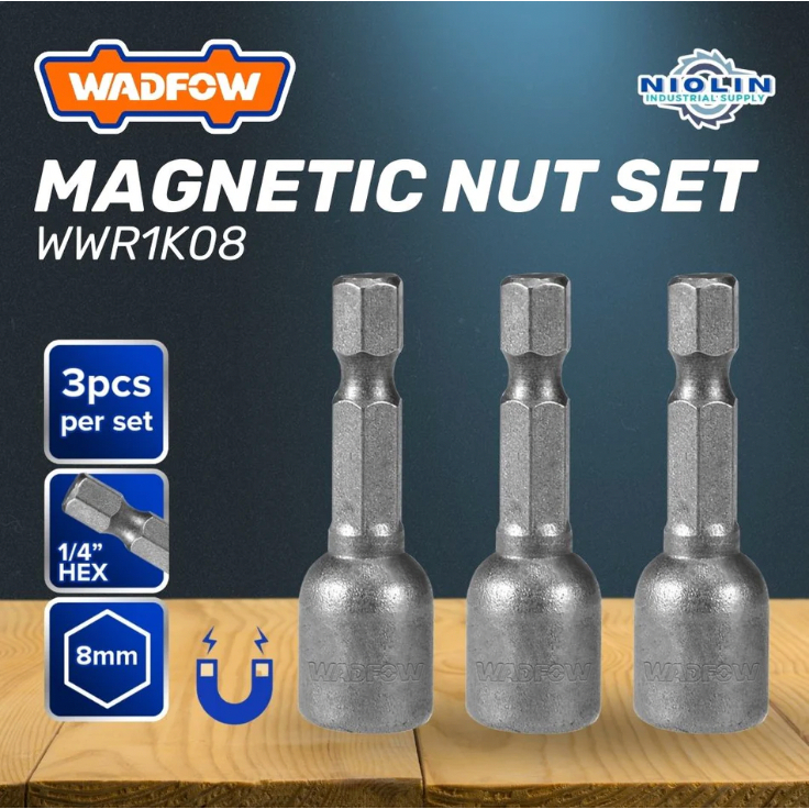 [WWR1K08] WADFOW Magnetic Socket 8mm Set Untuk Bor Obeng MATA SOK BOR SET 8MM 3 pcs