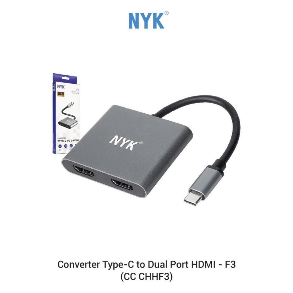 NYK Converter Type C to 2 HDMI Adapter USB C to Dual HDMI - F3