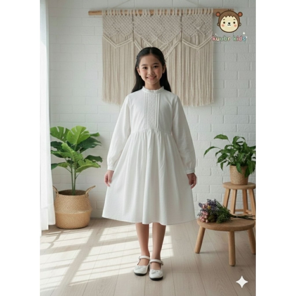 9 - 10 Tahun Dress Putih Anak Perempuan