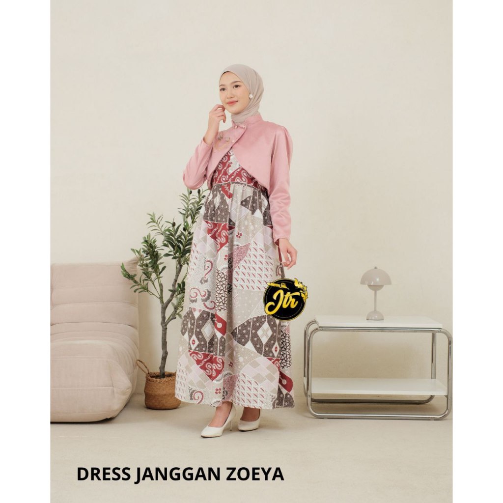 Gamis Batik Wanita Kekinian Terbaru Bahan Katun Original Dress Lebaran ZOEYA AYRA
