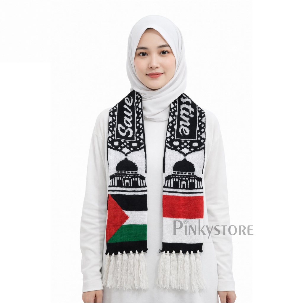 Syal Palestina Slendang Slayer Rajut Palestina Indonesia Premium Tebal Unisex Pria Wanita Motif
