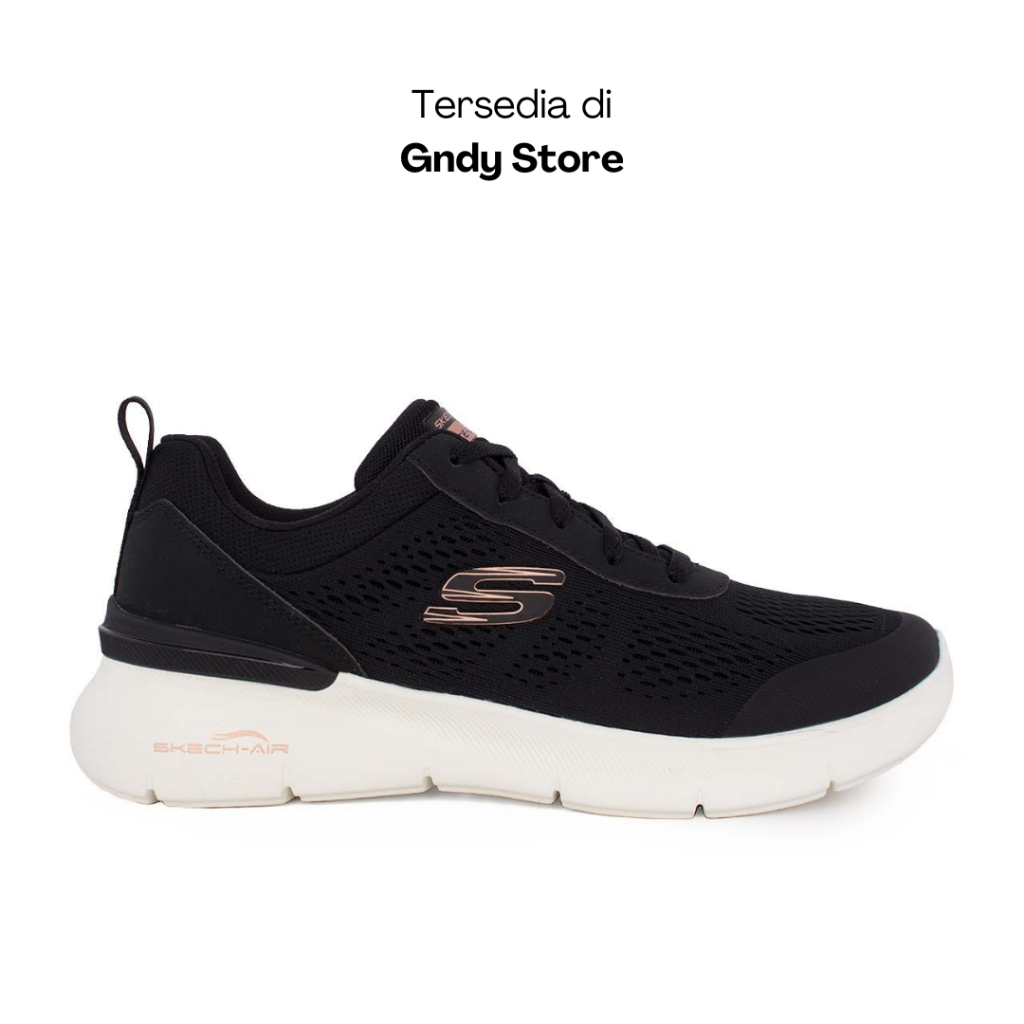 Sepatu Sneakers Wanita Skechers Air Dynamight 2 150370/BKRG Black Rose Gold Women