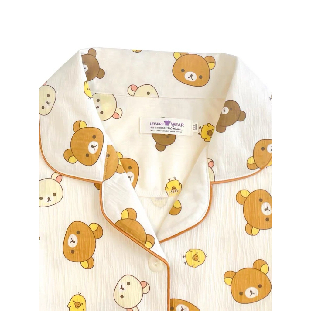 [PREORDER Rilakkuma] Set Piyama Katun – Baju Tidur Lengan Panjang Karakter Beruang