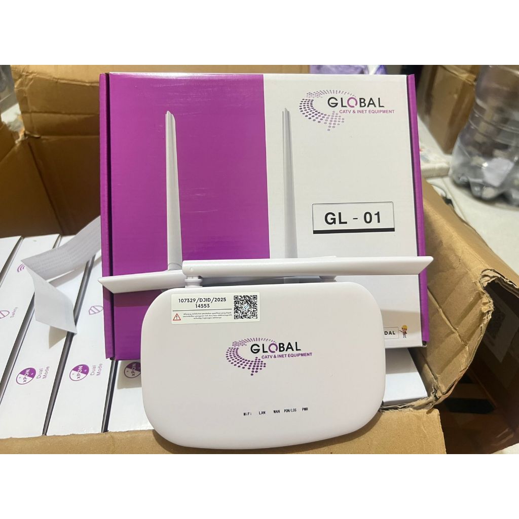 ONT GLOBAL GL-01 Bersertifikat POSTEL Support Semua OLT GPON dan EPON