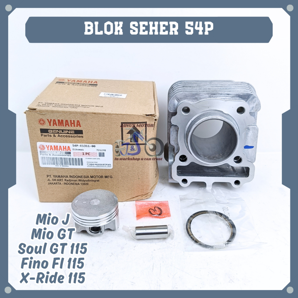 Blok Seher Set Yamaha 54P Block Piston Mio J Mio GT Soul GT 115 Fino FI 115 X-Ride 115 Silinder Bori