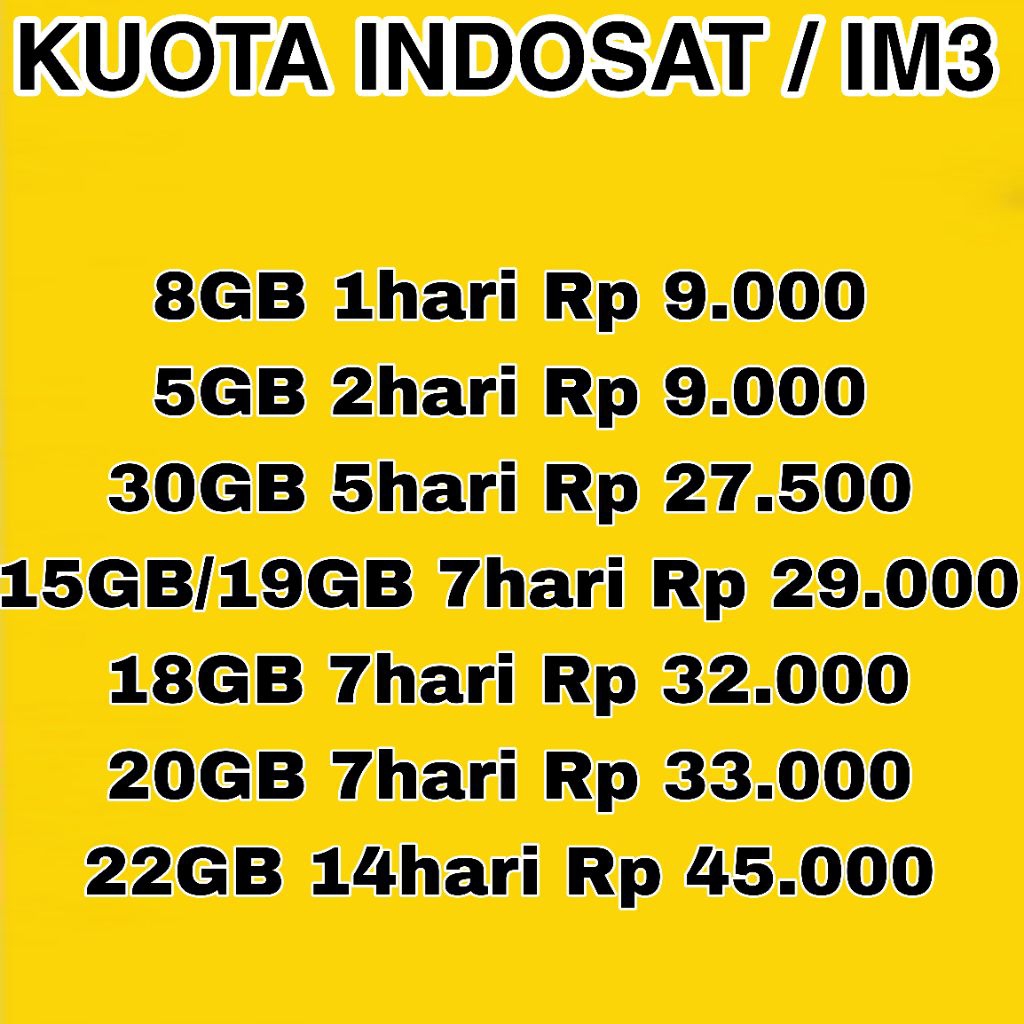 Kuota Indosat / paket data Indosat / kuota im3 / paket data Indosat