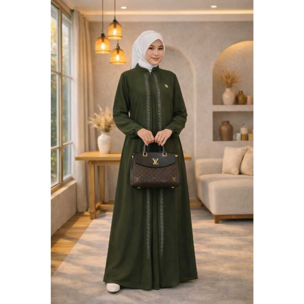 baru gamis Hana DRESS polos kondangan lebaran muslim alesha kekinian murah Lavina putih hitam bw umr