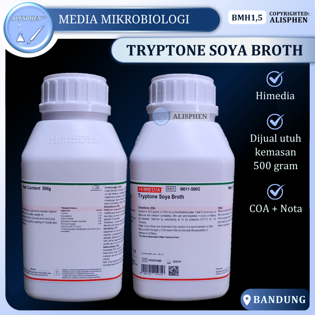 [BMH1,5] TSB Tryptone Soya Broth | Himedia | Media Mikrobiologi | For Laboratory Use
