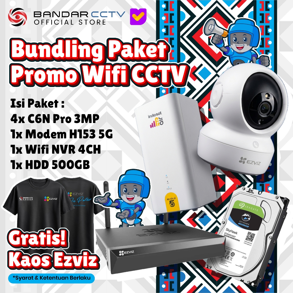 Paket Kamera CCTV Wifi Ezviz C6N Pro 3MP + Modem Huawei