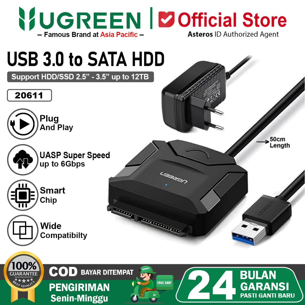 UGREEN Kabel SATA to USB 3.0 Hard Drive Converter HDD SSD 2.5'' 3.5" 20611