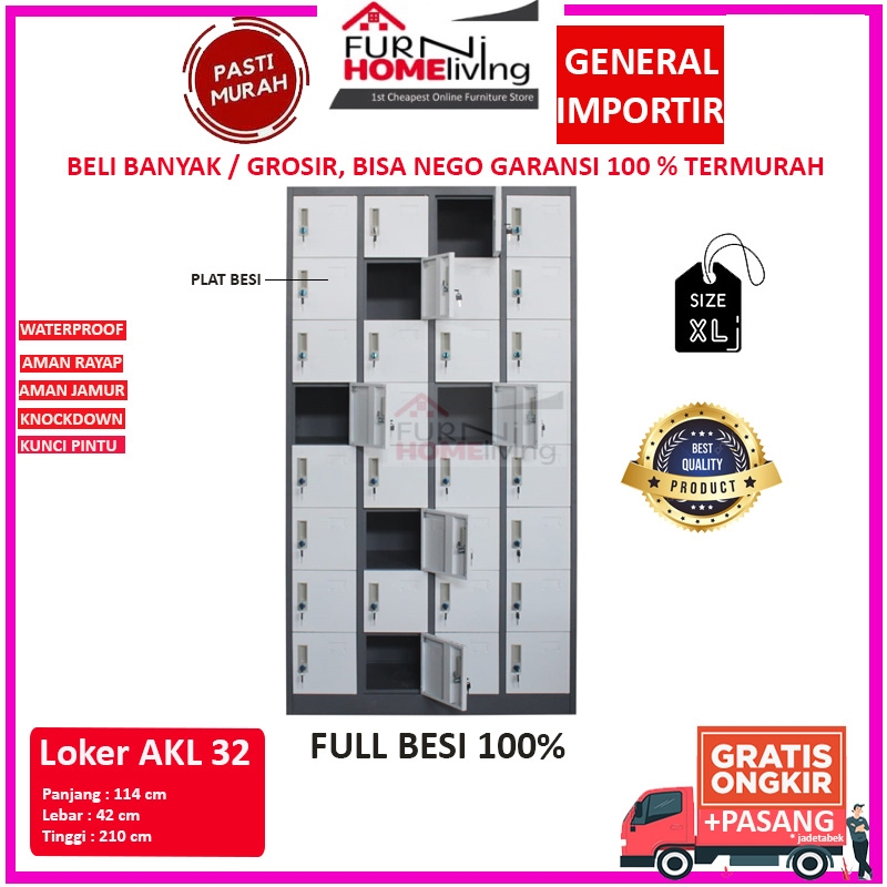 Loker Besi Locker Besi 32 Pintu AKL32  Fitness Gym Kantor Sekolah Office