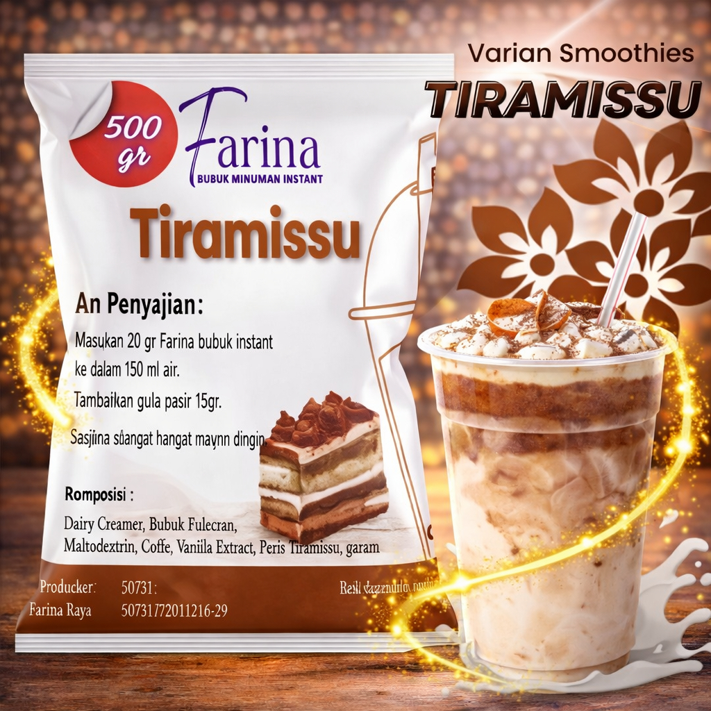 FARINA Bubuk Minuman Tiramisu - Bubuk Minuman Tiramisu 500gr Plain