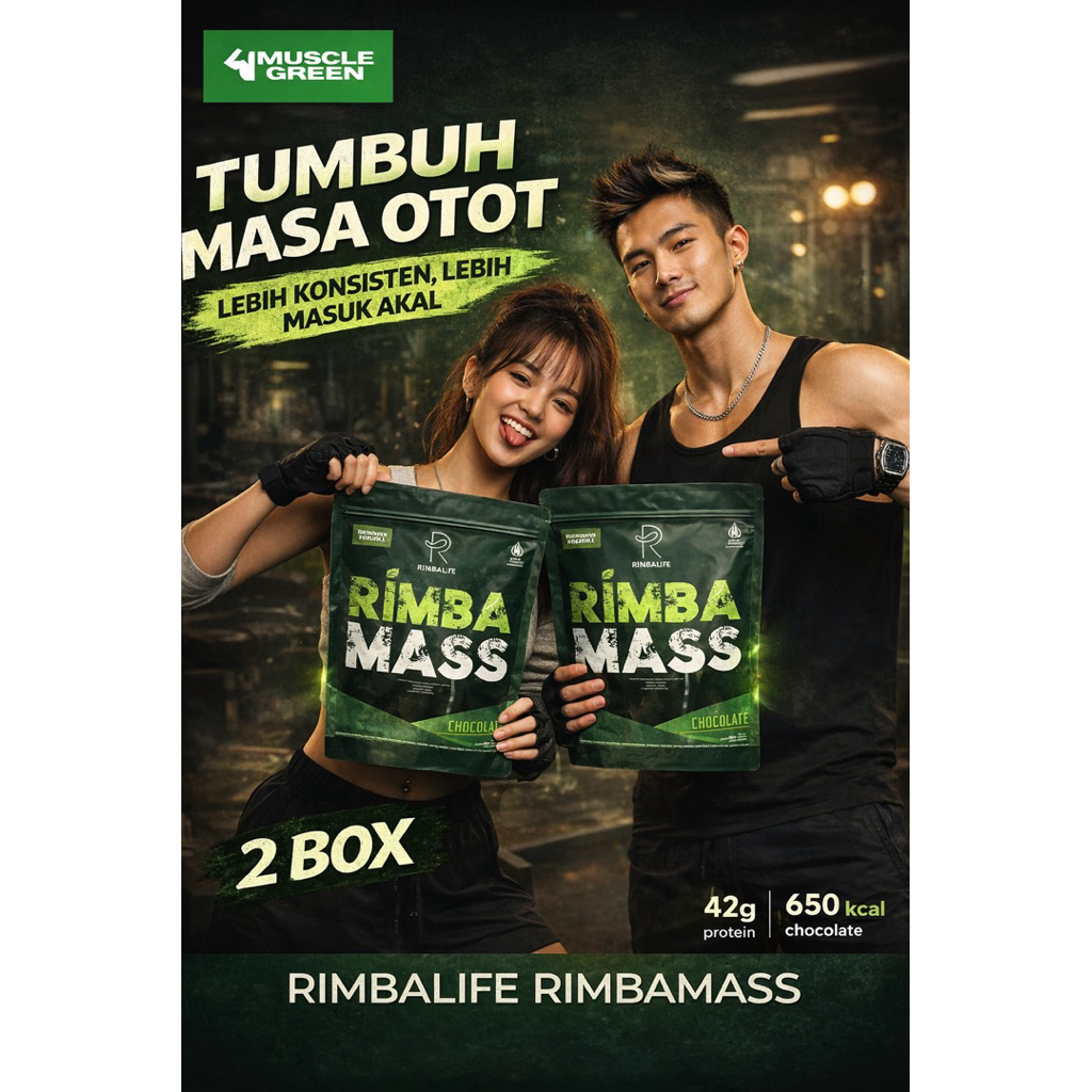 RIMBALIFE RIMBAMASS – Mass Gainer Chocolate 2 lbs | Susu Penambah Berat Badan Gym