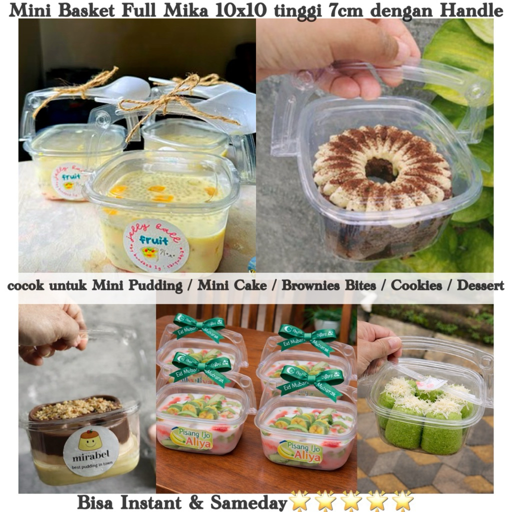 Dessert Basket Full Mika 10x10 Box Handle FULL Mika Dessert Mango Sago / Mini Cake Chiffon Cake Keta