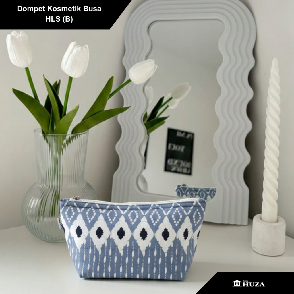Batik Huza Pouch Makeup Jumbo Dompet Makeup Batik Dompet Kosmetik Busa HLS (B)