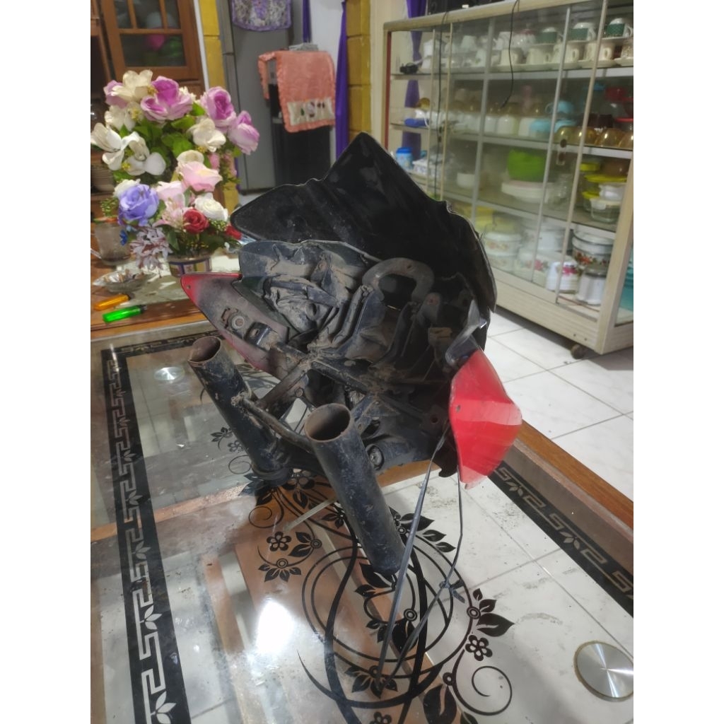 Headlamp / Lampu Depan Set Kawasaki Ninja 150 RR New Facelift + Braket & Visor Carbon