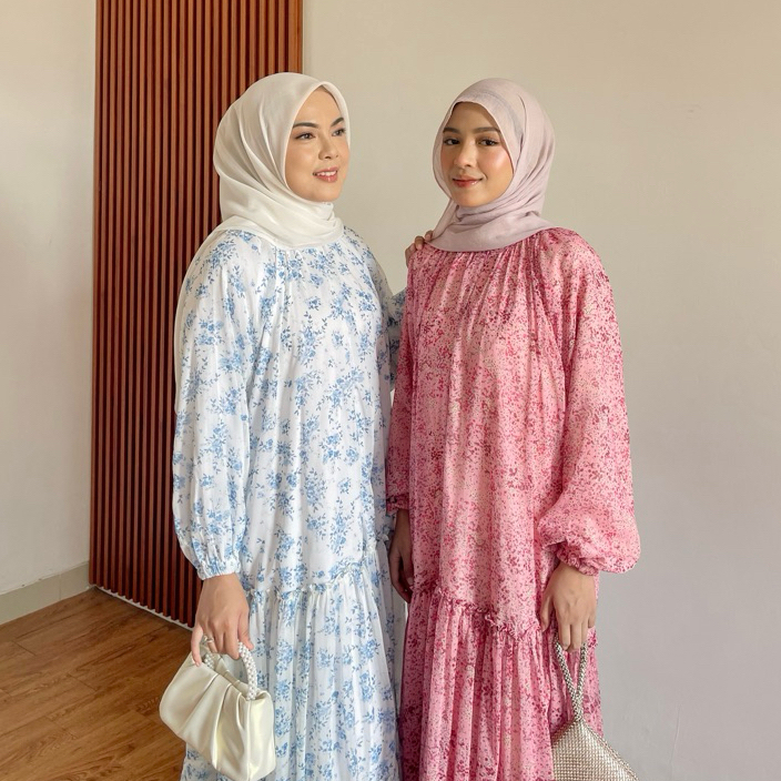 Yoya - Clara Dress Resleting-Dress Wanita Motif-Dress Holiday