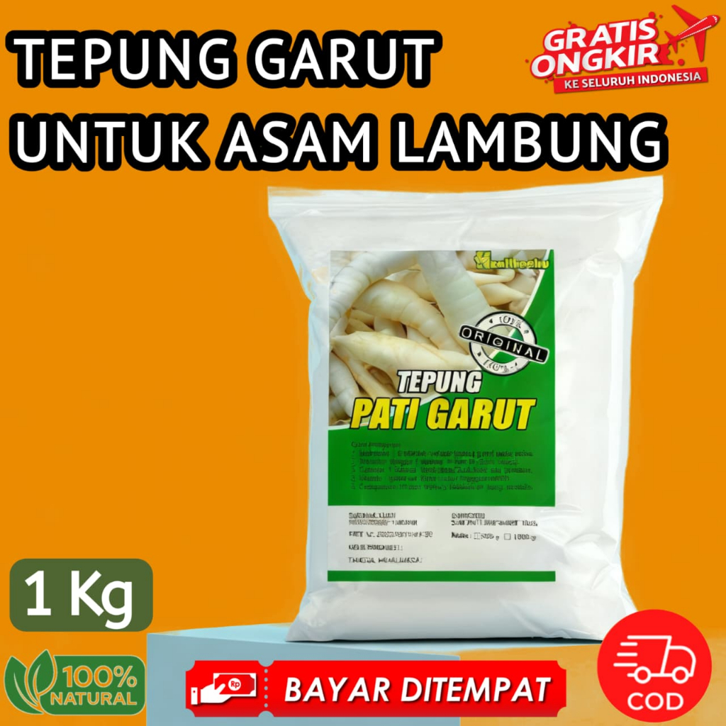 TEPUNG PATI GARUT - 100% PATI GARUT ASLI | 1Kg | KWALITAS PREMIUM | TEPUNG GARUT | IRUT| ARROWROOT