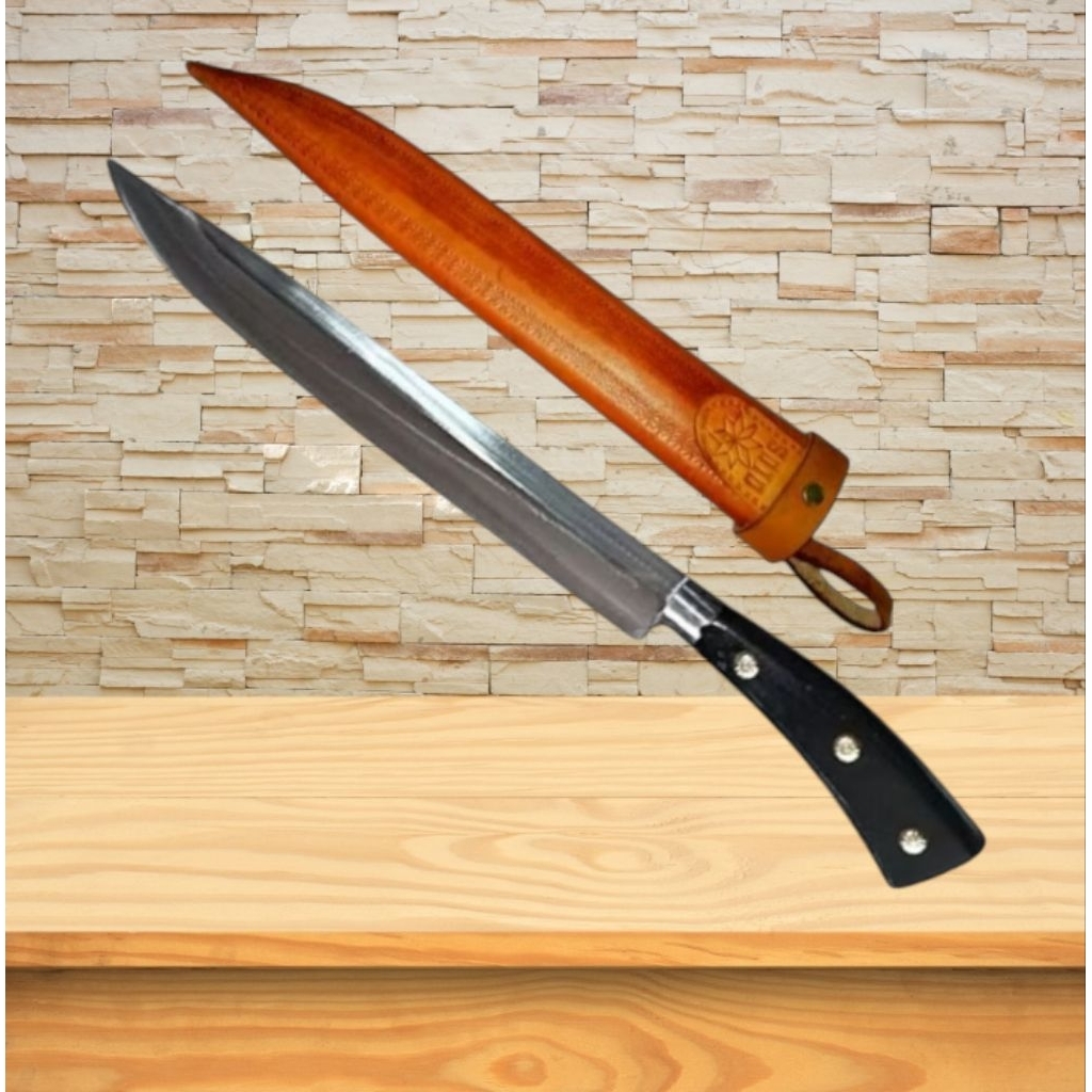 Pisau Cap Garpu + Sarung Kulit Original Ukuran Besar