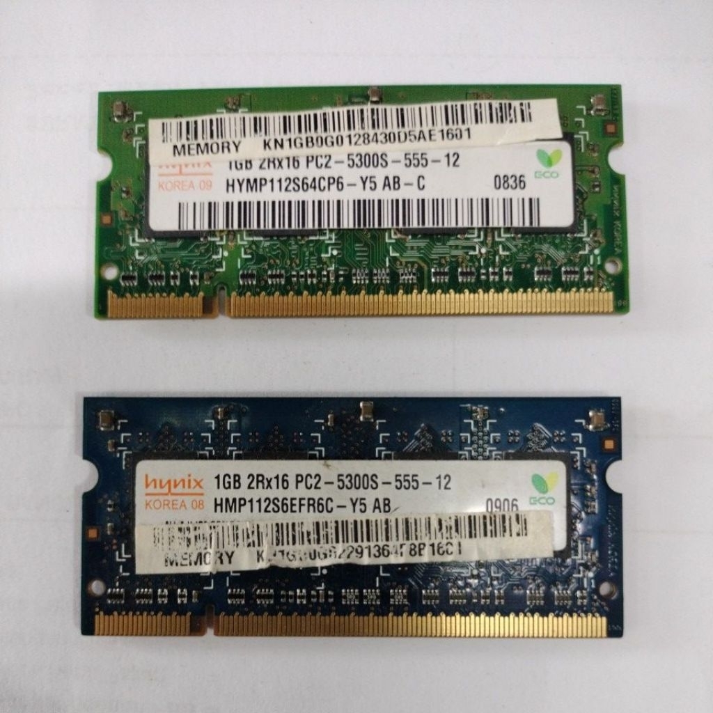 DDR2 2Rx16 PC2-5300S-555-12 1 GB x 2 keping TOTAL 2GB Untuk LAPTOP / NOTEBOOK / MINI PC