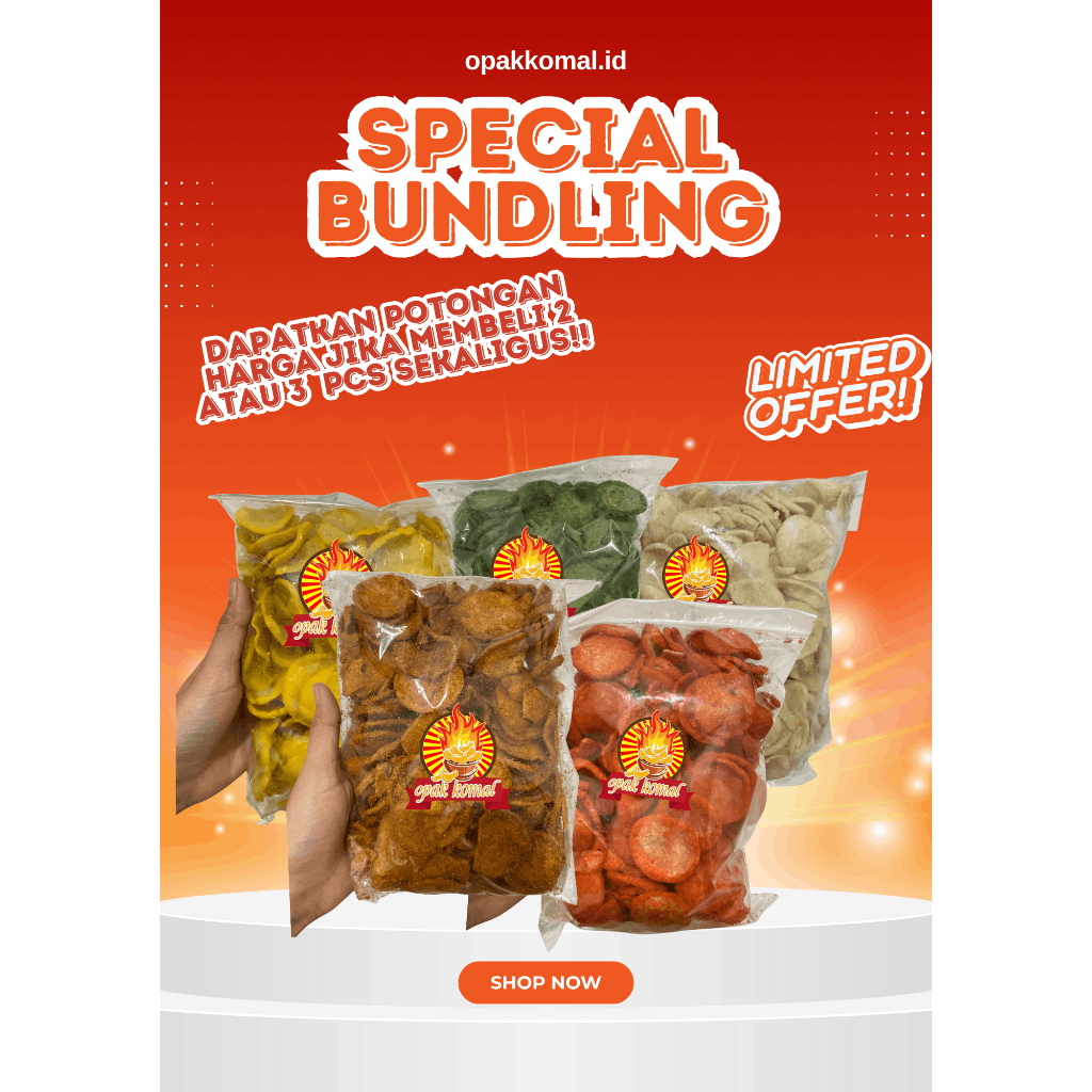 jajan pedas jajan opak komal pedas kerupuk setan 500gr