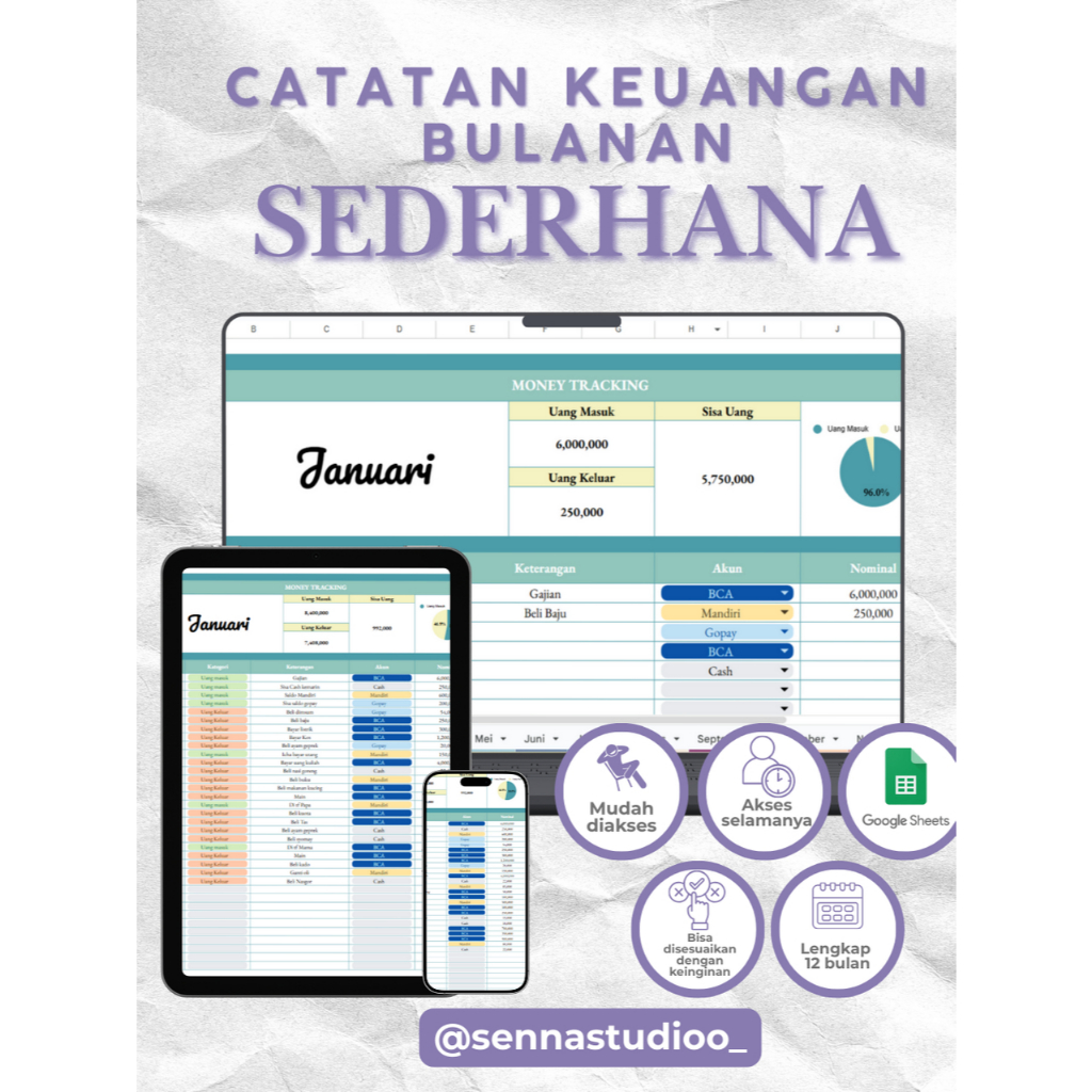 Template Catatan Keuangan Bulanan Sederhana