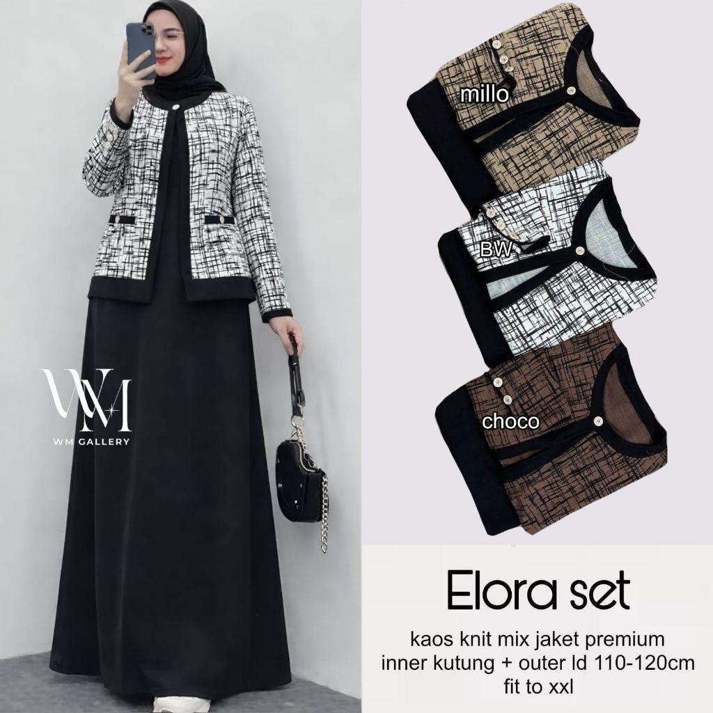 ELORA SET//SET WANITA KEKINIAN BESTSELLER//SET DRESS OUTER//GAMIS SET//TERBARU