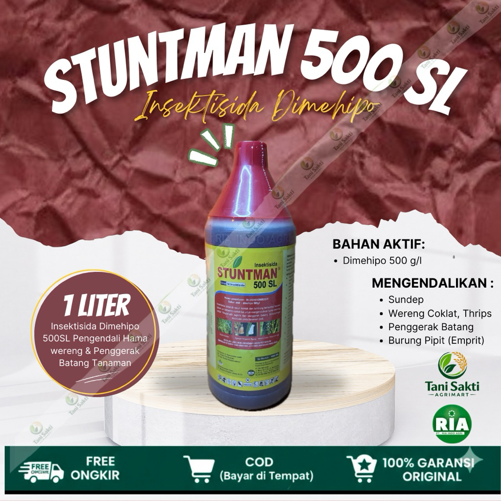 Insektisida Stuntman 500SL 1 Liter / 1000ml Kuat Kendalikan Hama Sundep, Beluk, Wereng coklat, Usir 