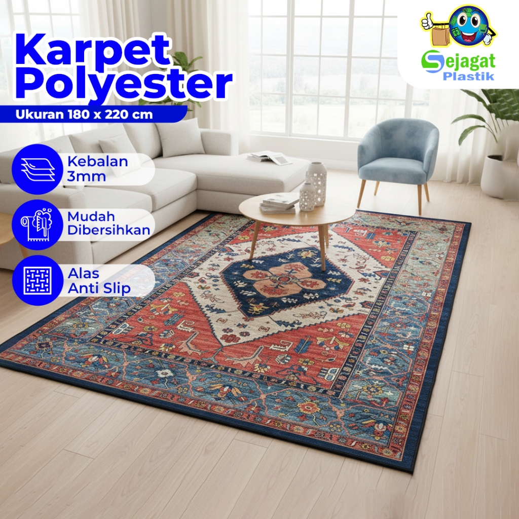 Sejagat Plastik - Karpet Polyester Nilex Jumbo UK 180 x 220 cm Karpet Ruang Tamu Karpet Motif Turky 