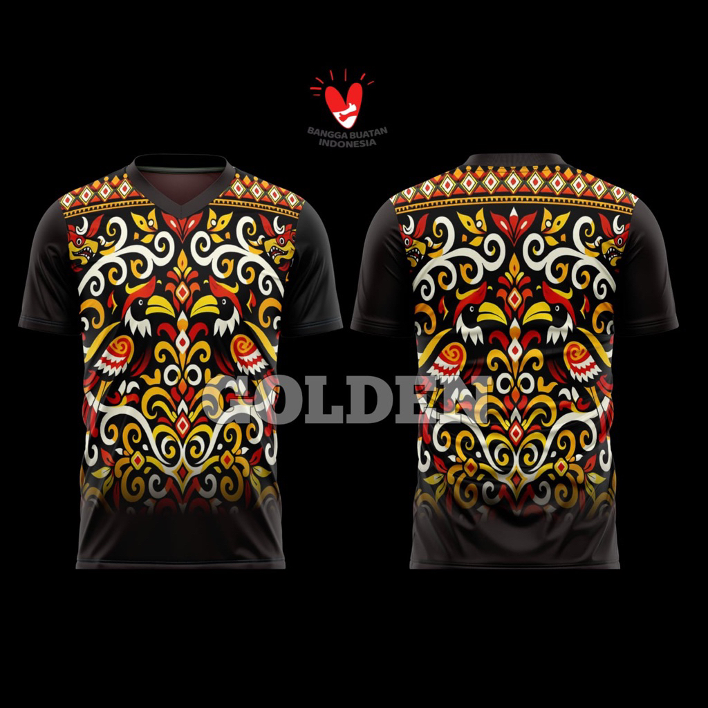 kaos jersey motif batik kalimantan/baju koas motif batik dayak murah/kaos jersey motif batik dayak