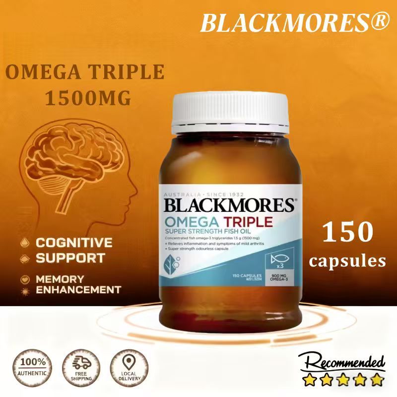 BLACKMORES Omega Triple Fish Oil 150Kapsul Anti-nflamasi Omega-3 EPA DHA Dewasa Anak