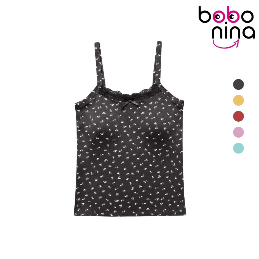 Ninabobo BR138 Tanktop Bra Wanita Motif Bunga Renda Pita Singlet Tali Kecil Floral Adem Lucu