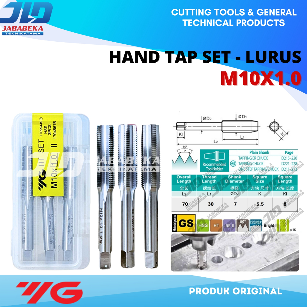 YG1 HAND TAP M10 X 1.0 TAP MANUAL M10 HAND TAP M10 X 1.0 MERK YG1