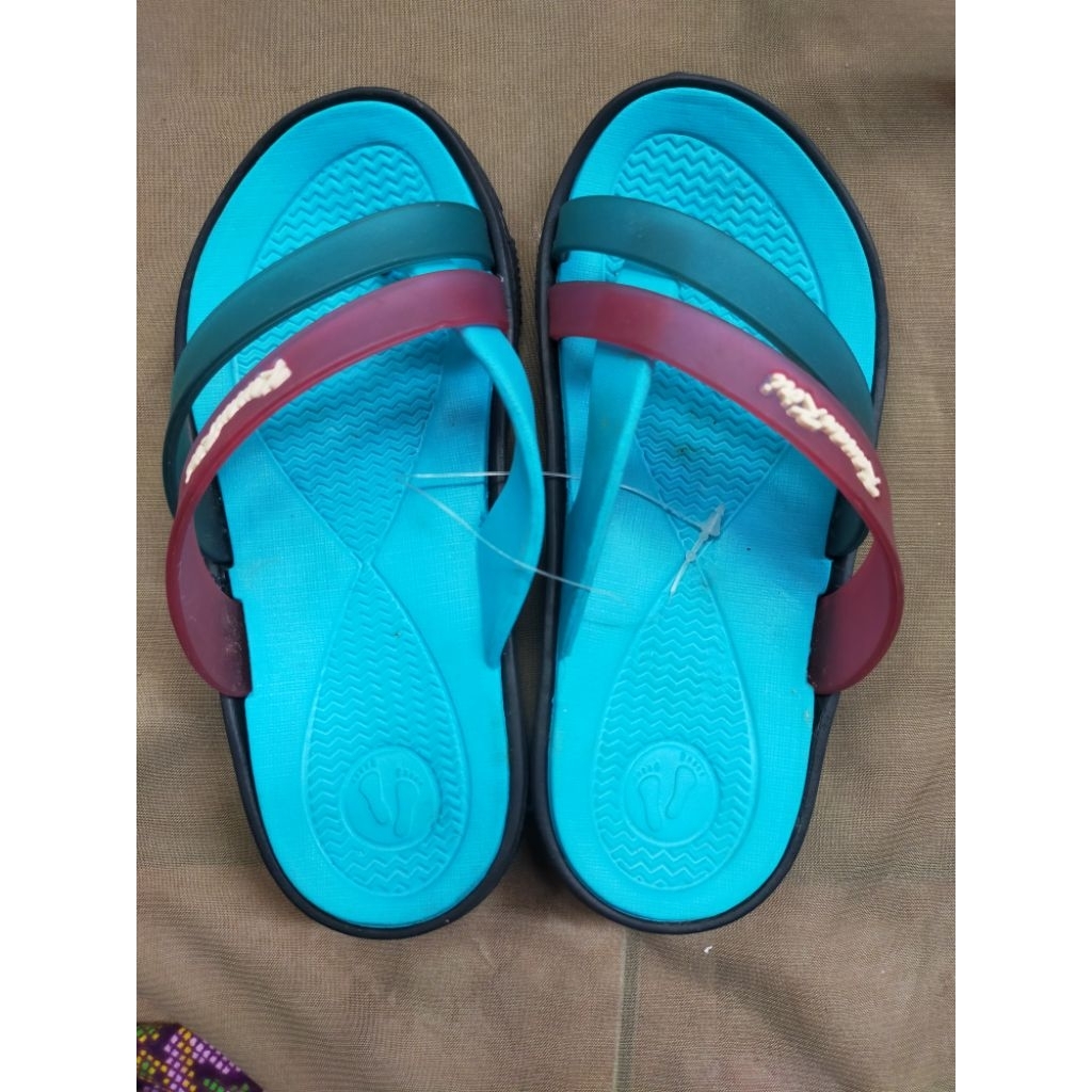 sandal anak merk kanan kiri warna hijau tosca