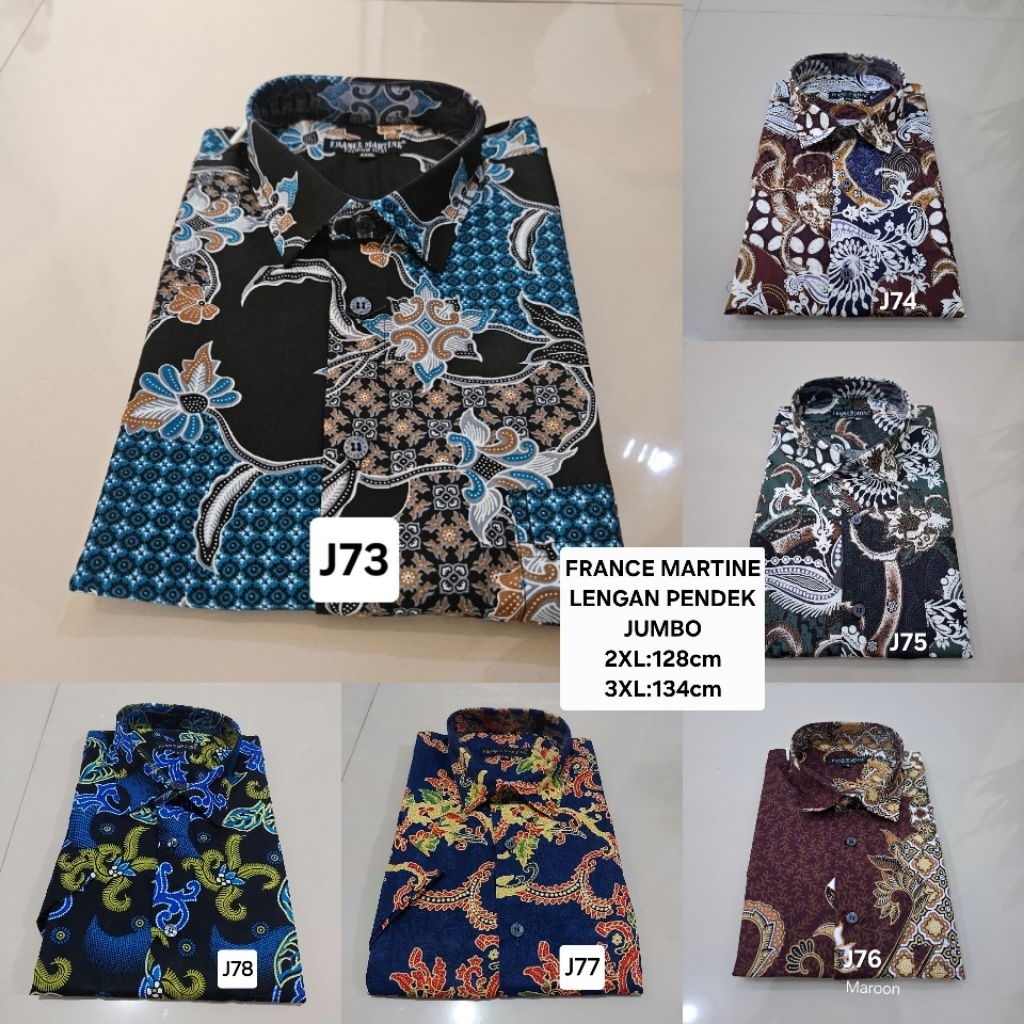 FRANCE MARTINE - Hem Jumbo FM Big Size XXL XXXL, Kemeja Batik Jumbo 2XL 3XL Katun