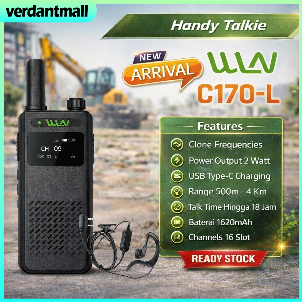 [COD]  HT WLN KD-C170L Walkie Talkie dengan Layar Baterai 1620mAh Jarak 10KM Portable