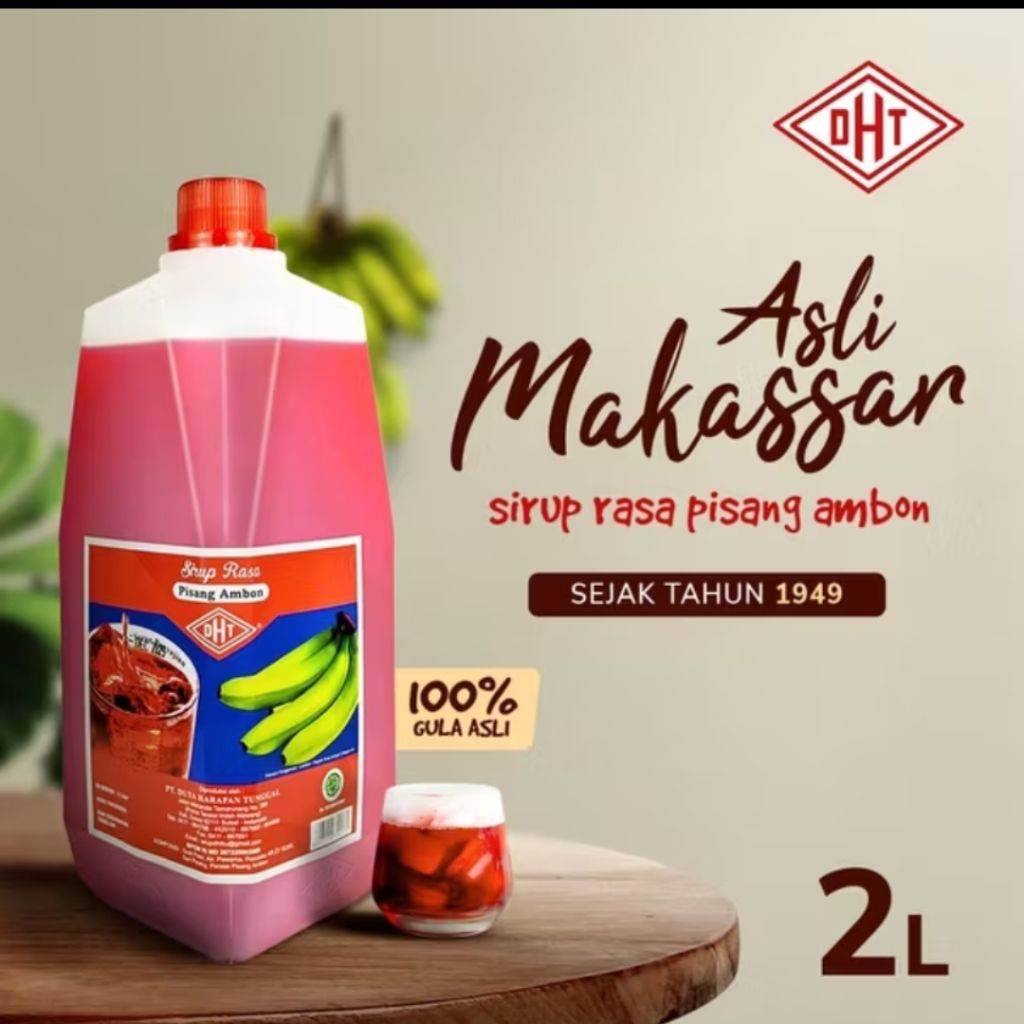 DHT Sirup Rasa Pisang Ambon 2Liter Sirup Merah Asli Makassar