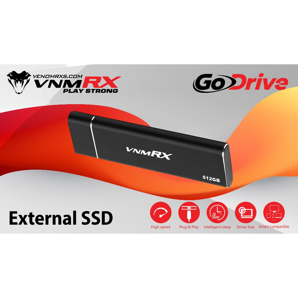 SSD Extenal VenomRX GoDrive 1TB 512G - USB 3.2 - External SSD VenomRX 512GB/1TB