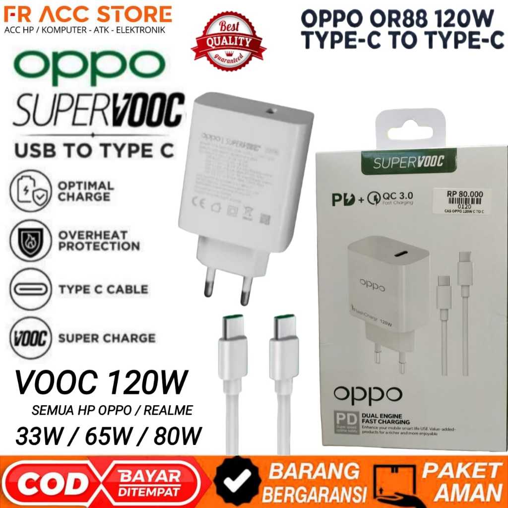 Charger OPPO VOOC 120W Super Vooc Charger Oppo Ori 120W TYPE C TO TYPE C CHARGER VOOC 33w / 65w / 80