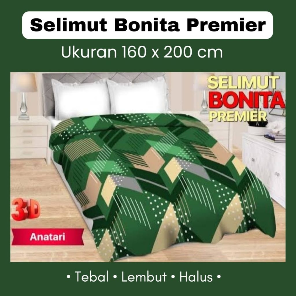 Selimut Bonita Premier 160x200 Dewasa Tebal Halus Hangat Nyaman + FREE Tas
