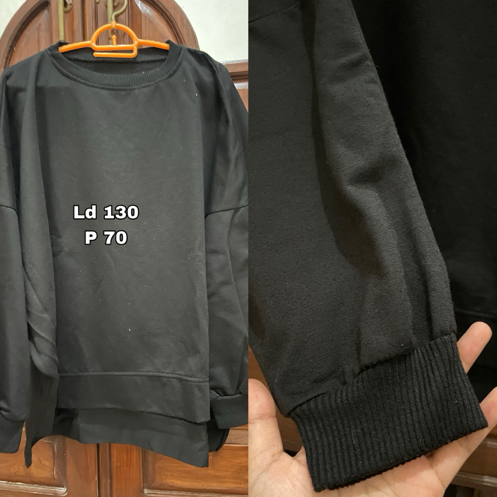 preloved- crewneck hitam oversize